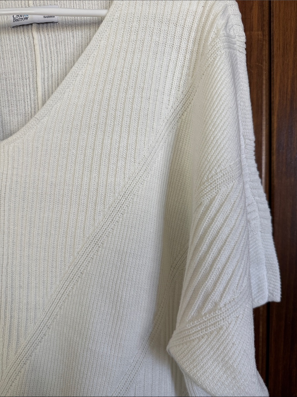 croft & barrow White V-Neck Ribbed Short-Sleeve Sweater - Picture 4 of 5